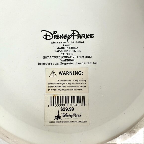 Disney Parks 8” Castle Mickey Icon Ears White/Silver Pillar Candle Holders Set 2 - Picture 5 of 6